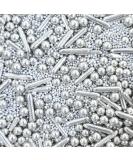 Silver Sprinkles luxury metallic mix edible cake decorations cupcake cake toppers pearls grey balls shiny balls pearls 100s 1000s rods Christmas silver goddess - Buy Online on GoSupps.com