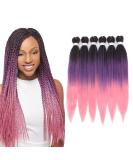 Antiensed Braid Hair Extensions - 6 Packs Yaki Texture Synthetic Fiber 26 Inch Crochet Hair in Black Purple Pink - Buy Online on GoSupps.com
