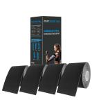 Breathable Cotton Kinesiology Tape - Hypoallergenic & Latex Free Sports Tape | Pain Relief & Injury Prevention | 4 Uncut Rolls (16ft Each) - Black - Buy Online on GoSupps.com
