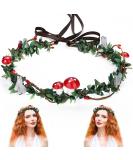 MOSTORY Flower Mushroom Headband Elf Woodland Crown Holly Headpiece Crystal Red Mushrooms Hair Wreath Fairy Green Vines Circlet Tiara for Girls Christmas Halloween Maternity Costumes rock crystal - Buy Online on GoSupps.com