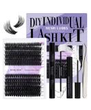 DIY Lash Extension Set | 3D Effect Eyelash Extensions Kit | 30D + 40D Mixed Clusters | 12-16mm with Glue | GJ-3D-60D + 80D-D Curl - Buy Online on GoSupps.com
