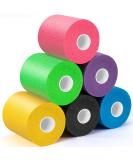 Upgraded 6 Pack Multi Color Pre Wrap Athletic Tape - Perfect for Hair & Sports | Pink Black Blue Purple Green Yellow - Buy Online on GoSupps.com