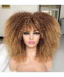 Anivia 16 Curly Wigs for Women | Ombre Blonde Afro Curly Synthetic Fiber Wig | Glueless Long Confused Curly Hair - Buy Online on GoSupps.com