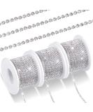Crystal Rhinestone Close Chain Trim - 3 Rolls, 33 Yards, 2mm - Silver for Sewing Crafts & Jewelry - Buy Online on GoSupps.com