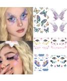 Shiny Butterfly Flower Glitter Makeup Stickers for Women - Waterproof Temporary Tattoo for Party - 6 Sheets - Buy Online on GoSupps.com