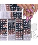 Nail Stamp Plate Kit 6 Pcs Nail Stamping Plates + 1 Stamper + 1 Scraper Butterfly Flower Feather Flowers Maple Leaves Roses Nail Plate Template for Women Retro Fashion Art Decoration - Buy Online on GoSupps.com