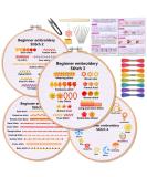 Embroidery Stitch Practice Kit - 4 Sets Beginners Starter Kit with 30 Stitches, Cloth, Hoop - Buy Online on GoSupps.com