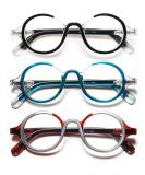 3 Pack Retro Round Blue Light Blocking Reading Glasses for Men & Women - Computer Readers with Spring Hinge - 2.0 Blue/Brown/Black - Buy Online on GoSupps.com