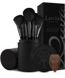 Make -up brush set Luvia Prime Vegan Pro - Black 12 make -up brush including brush storage blender sponge & cleaning mat for cosmetic brushes in black & rose gold single - Buy Online on GoSupps.com