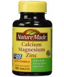 Nature Made Calcium Magnesium Zinc 100ct | Essential Mineral Supplement - Buy Online on GoSupps.com
