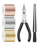 Hotop Jewelry Wire Set - 1mm Craft Wire with Pliers and Ring Sizer - Gold Silver Rose Gold - 25m Rolls - Beading Jewelry Aluminum Craft Wire - 182022 Gauge - Buy Online on GoSupps.com