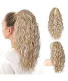 PORSMEER Ponytail Extension Claw Clip Ponytail Hair Extensions Blonde highlights Natural Looking Long Curly Wavy Multi Layered Fluffy Synthetic Hairpiece for Women Girls Daily Wear or Party 18inch Ash Blonde with Highlights - Buy Online on GoSupps.com