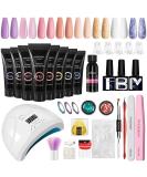 Phoenixy Poly Nail Gel Set 48W UV/LED Nail Extension Kit with 8 Colors Manicure Tools & Tips for DIY at Home Violet Style - Buy Online on GoSupps.com