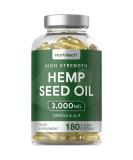 Hemp Seed Oil Capsules | 180 Count | 3000mg | High Strength | Cold Pressed Supplement with Omega 3 6 and 9 | by Horbaach - Buy Online on GoSupps.com