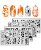 Whaline 4 Pieces Halloween Nail Art Plates Image Stamp Templates Stamping Kit DIY Print Manicure Salon Design - Buy Online on GoSupps.com