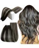 Runature 45cm Remy Real Hair Extensions - Black Silver Balayage Tressen 100g Ombre Sew In Hair Extensions - Buy Online on GoSupps.com