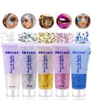 Vegena Body Glitter Gel - 5-Pack Chunky Face & Hair Makeup for Festivals | White Silver Gold Pink Blue - Buy Online on GoSupps.com