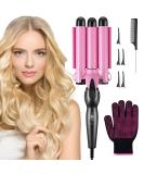 flintronic Hair Curler 3 Barrels Curler Ceramic Curling Iron Wand Hair Wavers with Two Gear Temperature Control 25mm Curling Tongs Crimping Bubble Styling Tool Pink - Buy Online on GoSupps.com