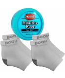 Cracked Heels Repair Bundle: 2 Pairs of Gray Moisturizing Silicone Gel Heel Socks with OKeeffes Healthy Feet Cream - Home Foot Skin Care - Buy Online on GoSupps.com