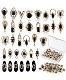 24 Pieces 3D Nail Charms - Gold & Black Rhinestones for Acrylic Nails | Zircon Jewels & Crystals with Storage Box - DIY Nail Art - Buy Online on GoSupps.com