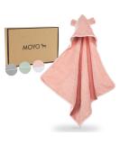 Moyo Hooded Towel with Ears in Ros | 75x75cm Baby Bathing Poncho | 100% Frote Cotton Washable Hooded Towel for Toddlers & Babies - Buy Online on GoSupps.com