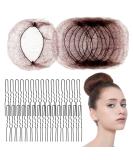 50 Pcs Invisible Hair Nets for Buns - 20 Inches Elastic Edge Mesh Bun Set with Bobby Pins - Hair Donuts for Ballet & Kitchen - Brown - Buy Online on GoSupps.com