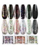 Sparkle Holographic Chameleon Glitter Dip Powder Nail Kit | 6 Colors + Opal Foils | Easy for Starters | Perfect for White & Black Nail Art | SG063 - Buy Online on GoSupps.com
