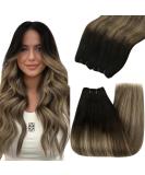 Youngsee Tressen 40cm Real Hair Balayage Weaving Extensions - Ombre Black Brown Blond 100g #1b/4/27 - Buy Online on GoSupps.com