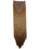 CAISHA by PRETTYSHOP XXL 20" Long 8 Pieces Set Clip In Extensions Hair Extension Synthetic Fiber Hairpiece Straight Light Brown CES105 light brown #12 CES105 - Buy Online on GoSupps.com