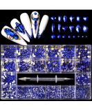 Yzzseven 12 Types of 600 Diamonds +2500 Flat Rhinestones Mix 20 Styles Flatback Rhinestone Crystals 3D Decorations Flat Back Stones Gems Set for for Nail Art DIY|(Blue) - Buy Online on GoSupps.com