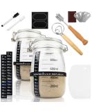 Sourdough Starter Jar Kit - 2-Pack 34 oz. Glass Jars for Wide Mouth Dough Crock | SDJ-2 - Buy Online on GoSupps.com