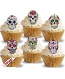 24 x Pre-Cut Calavera Skulls Edible Rice/Wafer Paper Cupcake Cake Toppers Halloween Party Birthday Decorations - Buy Online on GoSupps.com
