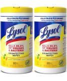 Lysol Disinfectant Wipes 80 Count x 2 - Lemon & Lime Blossom Scent, Multi-Surface Antibacterial Cleaning Wipes - Buy Online on GoSupps.com