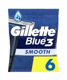 Gillette Blue3 Smooth disposable razor men 6 razors with triple blade wet razor with 40 movable swivel head slide stripes with Comfortgel technology 6 pieces (1 Pack) - Buy Online on GoSupps.com