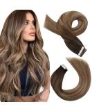 Moresoo Balayage Tape in Human Hair Extensions 12 Inch - Dark Brown to Light Brown with Dark Honey Blonde - 20 Pieces/50g #4/10/16 - Buy Online on GoSupps.com