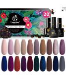 Beetles 20 Pcs Gel Nail Polish Kit - Manhattan Collection Autumn Fall Winter Colors | Nude, Glitter, Burgundy, Red, Purple, Champagne Gold Gel Polish Set with Glossy & Matte Top Base Coat | Halloween Gifts for Women - Buy Online on GoSupps.com