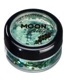 Moon Glitter Chunky Holographic Green Glitter - Cosmetic Festival Makeup for Face, Body, Nails, Hair & Lips - 3g - Buy Online on GoSupps.com