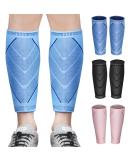 Calf Compression Sleeves for Women & Men 2 Pack Elastic Calf Support Footless Socks Ventilation Calf Brace for Pain Relief Sports Recovery Cycling Travelling Gym Calf Guards (Blue L) L Blue - Buy Online on GoSupps.com
