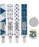 Dodo Babies Pacifier Clip Set - 4 Clips with Binky Case | Universal Holder for Pacifiers, Teethers, Car Seats | Blue/Teal Prints for Boys and Girls - Buy Online on GoSupps.com