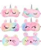 SATINIOR Unicorn Sleep Mask - Rainbow Eye Cover for Girls, Kids, and Adults - Soft Plush Blindfold for Travel - 6 Count - Buy Online on GoSupps.com