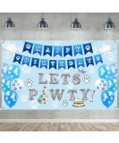 Dog Birthday Party Backdrop Cloth Lets Pawty Personalised Dog Birthday Decorations Large 71 x 43 Digital Printed Paw Print Balloon Dog Birthday Banner Cake Photography Background Wall Party Supplies - Buy Online on GoSupps.com