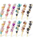 12 Pieces Vintage Flower Hair Pins Women Barrette Bobby Pins Decorative Metal Gold Tone Hairpins Colorful Floral Design Hair Clips French Rhinestone Hair Decorative Accessories for Women Girls - Buy Online on GoSupps.com