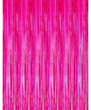 2 Pcs 3.2ft x 8.2ft Shiny Hot Pink Metallic Tinsel Foil Fringe Curtains Photo Booth Backdrop for Birthday Wedding Holiday Celebration Bachelorette Party Decorations (Hot Pink) - Buy Online on GoSupps.com