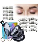Magnetic Eyelashes Set - 4 Pairs Natural 3D Reusable False Eyelashes with Clips | No Glue Easy Wear DIY Kit Gift - Buy Online on GoSupps.com
