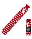 iMedic 2L Extra Long Hot Water Bottle with Super Soft Fleece Cover - Large UK Hot Water Bottle with Knitted Hearts Design - Buy Online on GoSupps.com