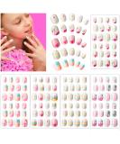 120 Pack Girls Fake Nails - Rainbow & Flamingo Full Cover Short Artificial Nail Tips for Kids - Nail Art Decoration - Buy Online on GoSupps.com