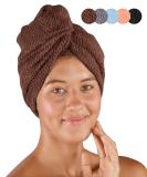 Buy Pamuq 100% Cotton Hair Turban Set - Quick-Drying Brown Towel with Buttons - 2 Series Hair Drying Towels for Effortless Style - Buy Online on GoSupps.com