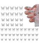 Disorder 50 pieces nail charms butterfly decoration for nails silver decoration for nails 3d nails accessories butterfly nails charms diy nail art designs jewelry production - Buy Online on GoSupps.com
