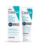 CeraVe Acne Foaming Cream Cleanser with 4% Benzoyl Peroxide, Hyaluronic Acid & Niacinamide - 5 Oz | Fragrance-Free, Non-Comedogenic Acne Treatment Face Wash - Buy Online on GoSupps.com