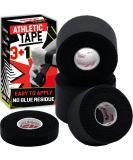 Black Athletic Tape Set - 3 Rolls + 1 Finger Tape for Enhanced Wrist, Ankle, and Hand Protection in Boxing, Football, and Climbing - Easy to Apply, No Sticky Residue - Buy Online on GoSupps.com